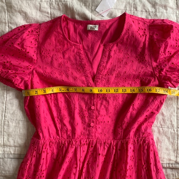 NWT J.Crew Factory Puff Sleeve Eyelet Dress Pink 10 - Picture 6 of 9